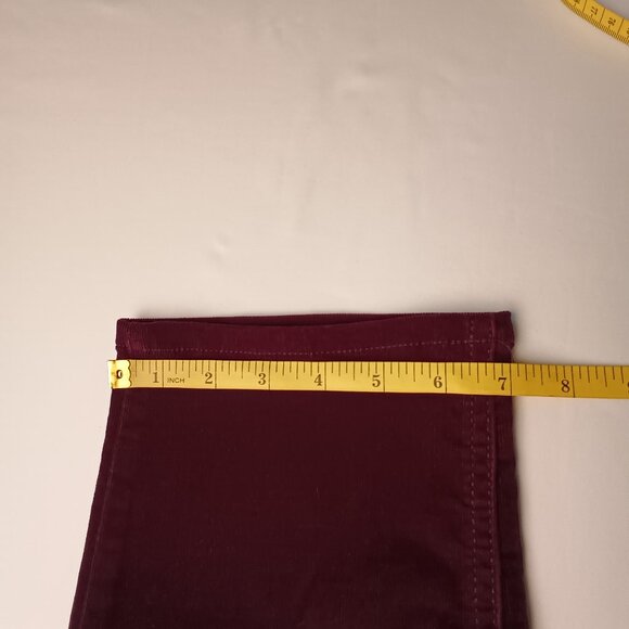 Chico's Corduroy Ankle Jeans Size 2 Mid Rise Straight Leg Burgundy Wine Color - Picture 9 of 9